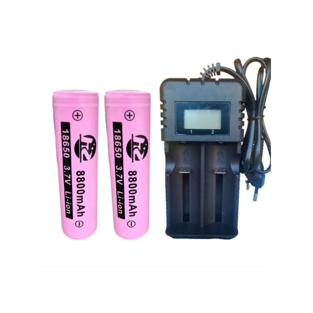 Kit 2 Bater FVitoria 18650 8800mAh 3.7/4.2v + Carregador Duplo LED De Alta Qualidade em Oferta na Shopee