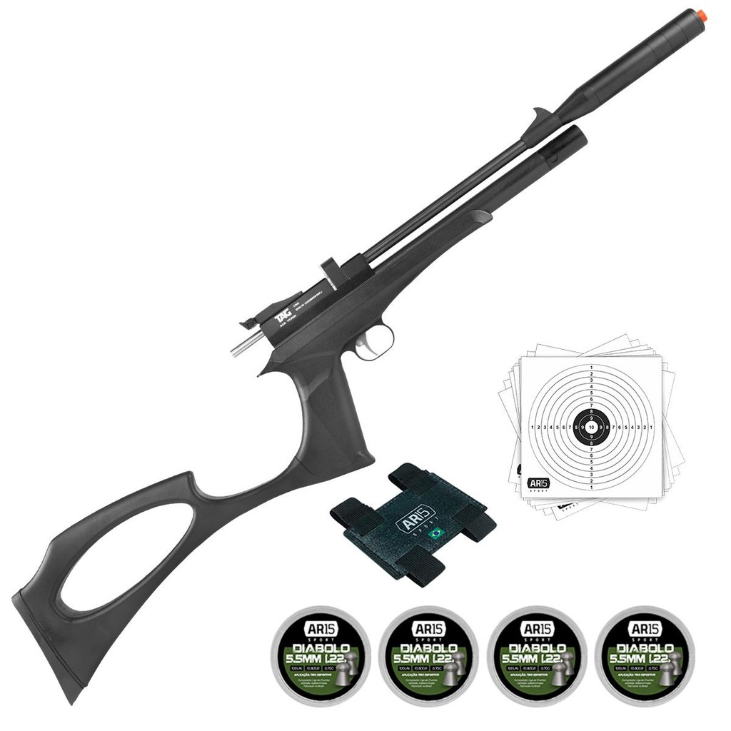 Pistola Carabina 5.5 PCP Tag 200BAR Chumbinho - 400un em Oferta na Shopee