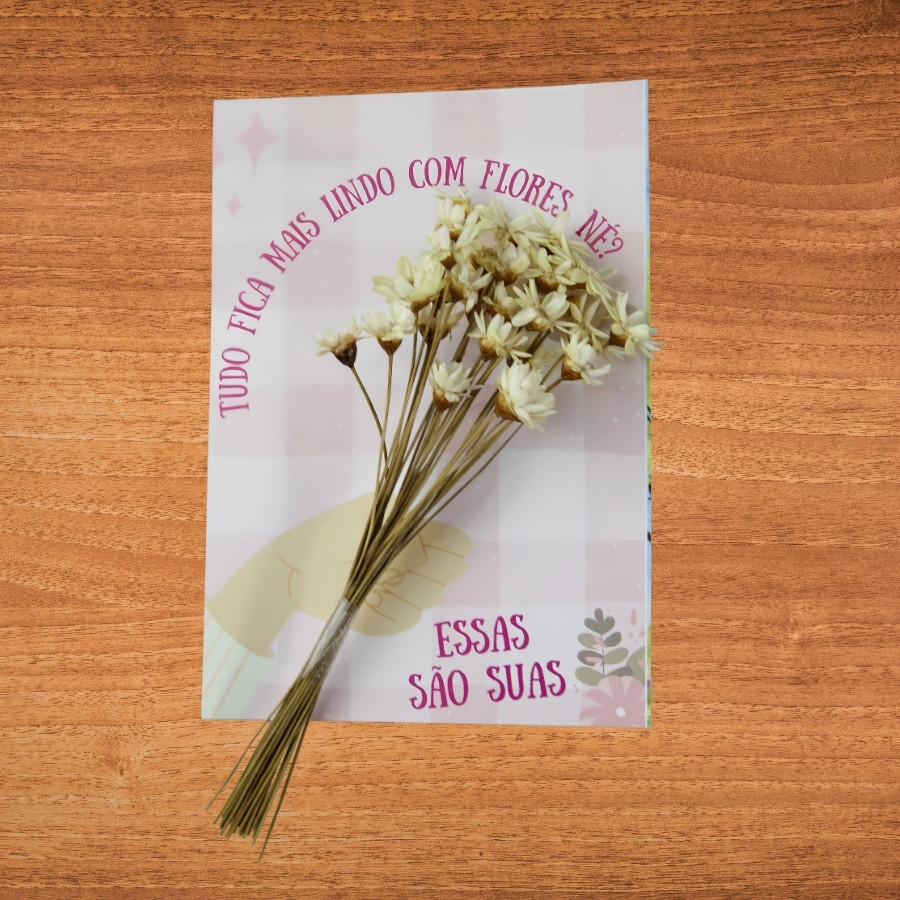 Cartão Buque "Tudo Fica Mais Lindo com Flores" - 8 Cartões + Ramo de Flores + 10 Adesivos - 7x10cm - 1 unidades - Stickr