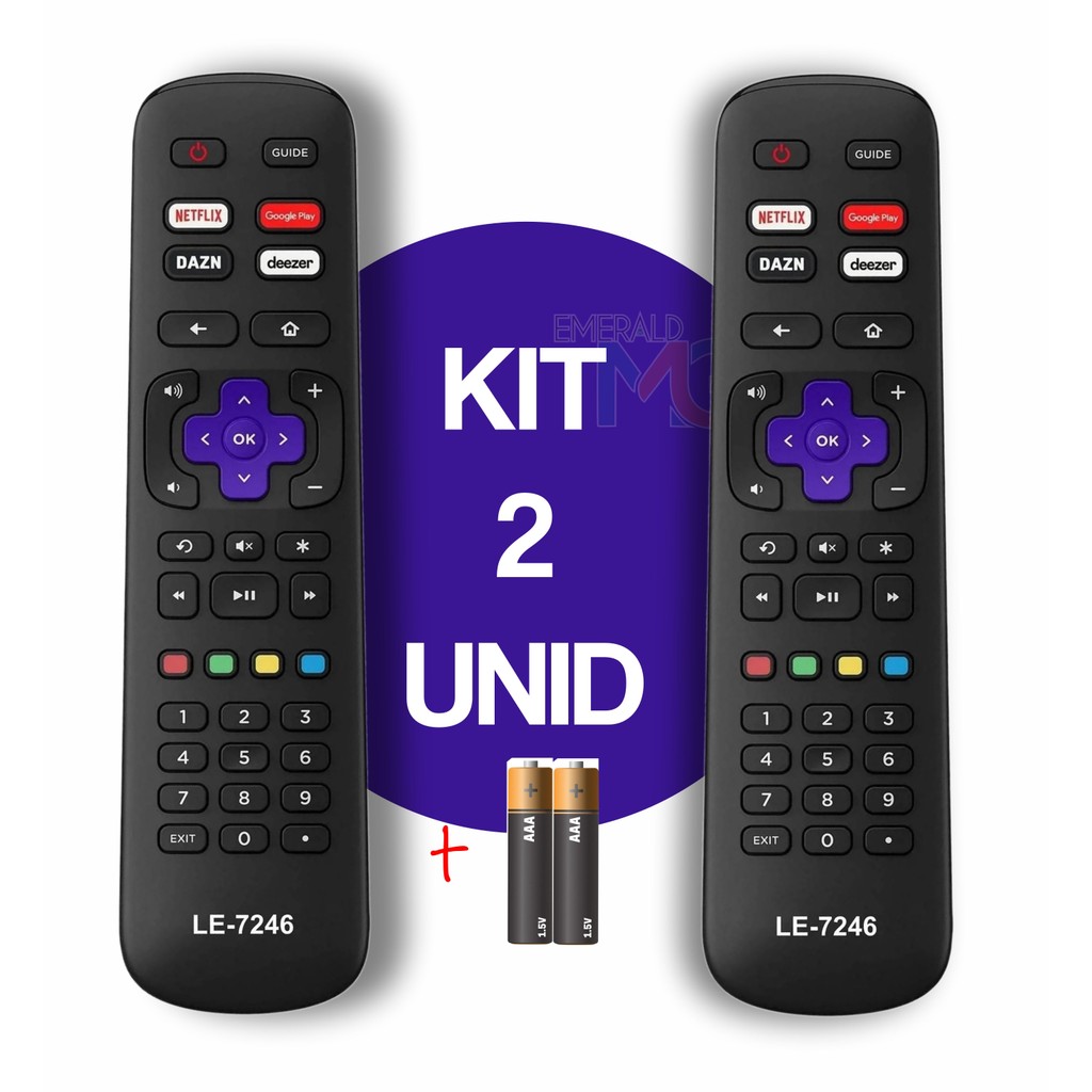 kit 2 Controle Remoto  Compatível Com Tv Smart Aoc Roku  Botão Netflix Deezer Googleplay DAZN em Oferta na Shopee