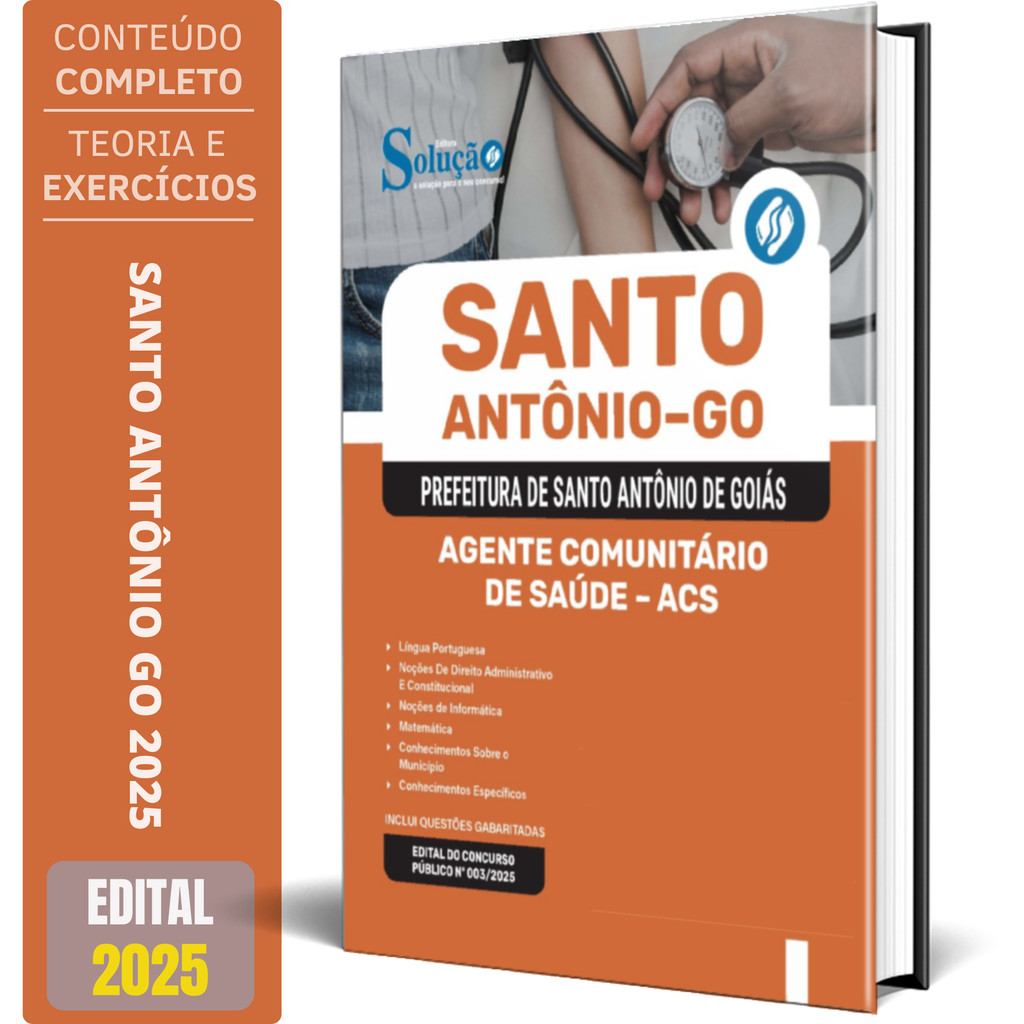 Apostila Prefeitura de Santo Antônio de Goiás GO 2025 - Agente Comunitário de Saúde – ACS