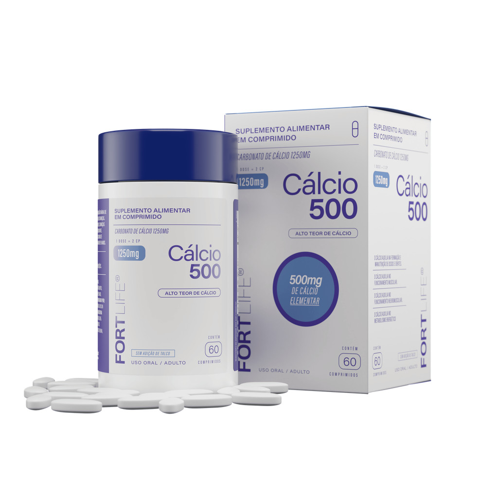 Cálcio 500 - Carbonato de Cálcio 1250mg 60 Comprimidos