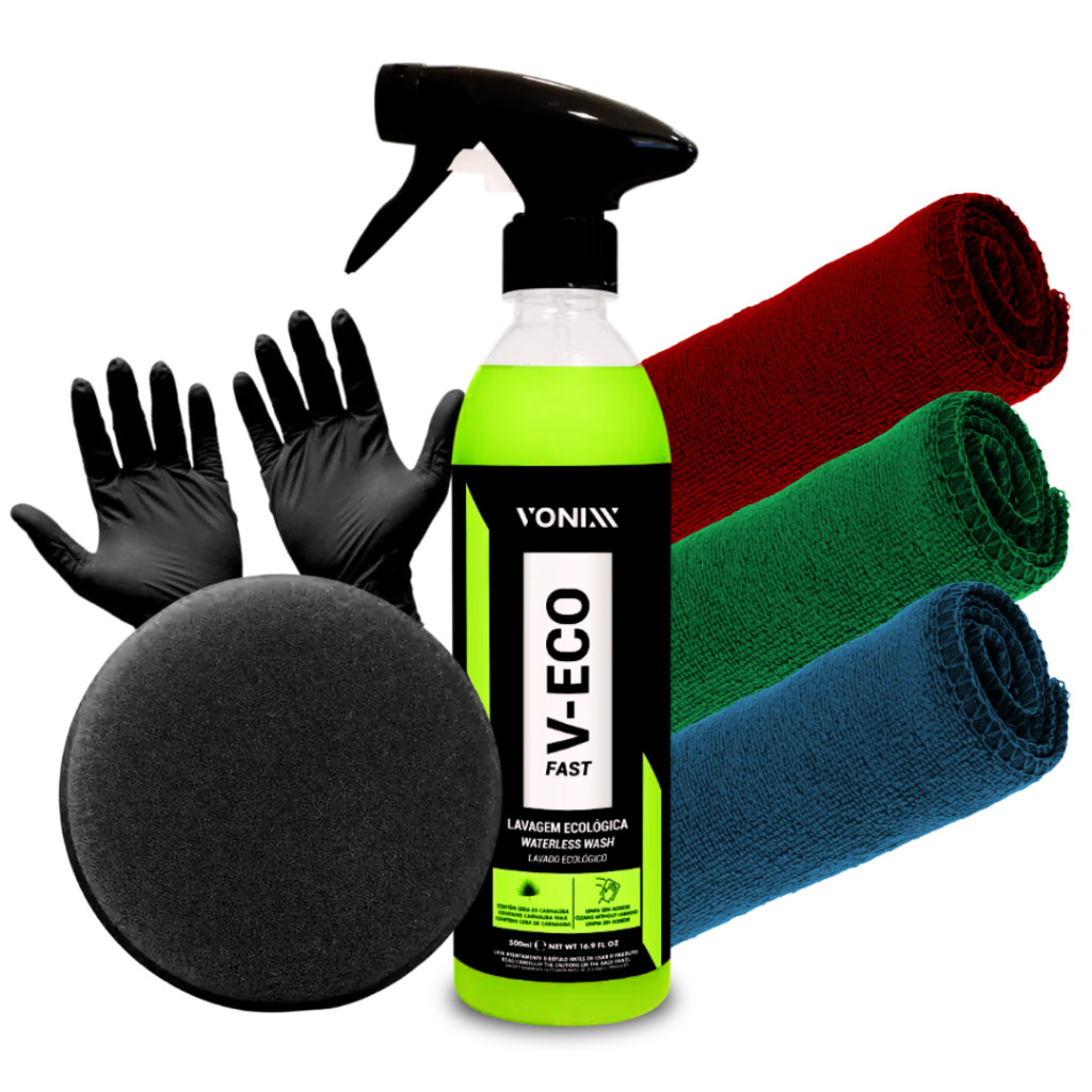V Eco Fast Lavagem Ecológica 500ml Vonixx Lavagem a Seco + Panos E Luvas + Brinde Exclusivo em Oferta na Shopee