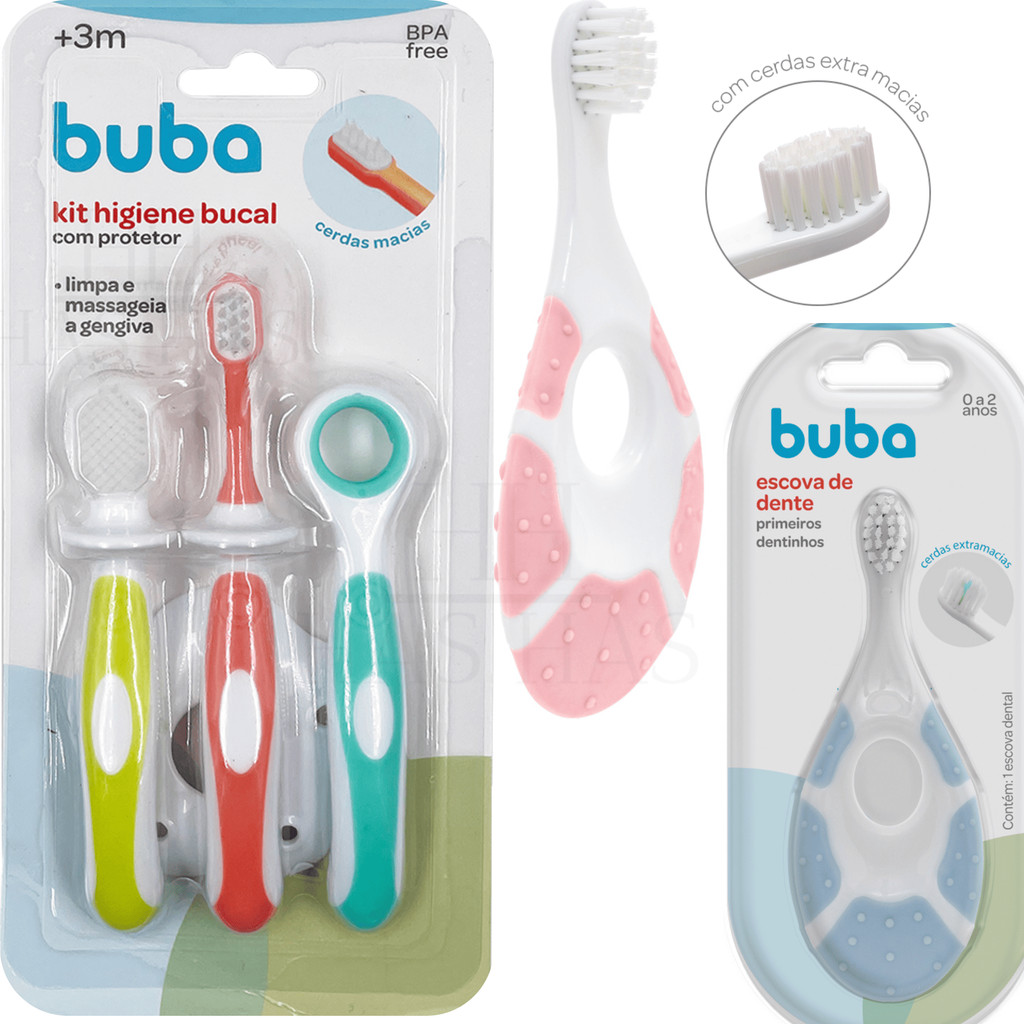 Escova De Dente Infantil Bebê Criança Higiene Bucal Buba Escovinha de Dente Com Cerdas Macias em Oferta na Shopee