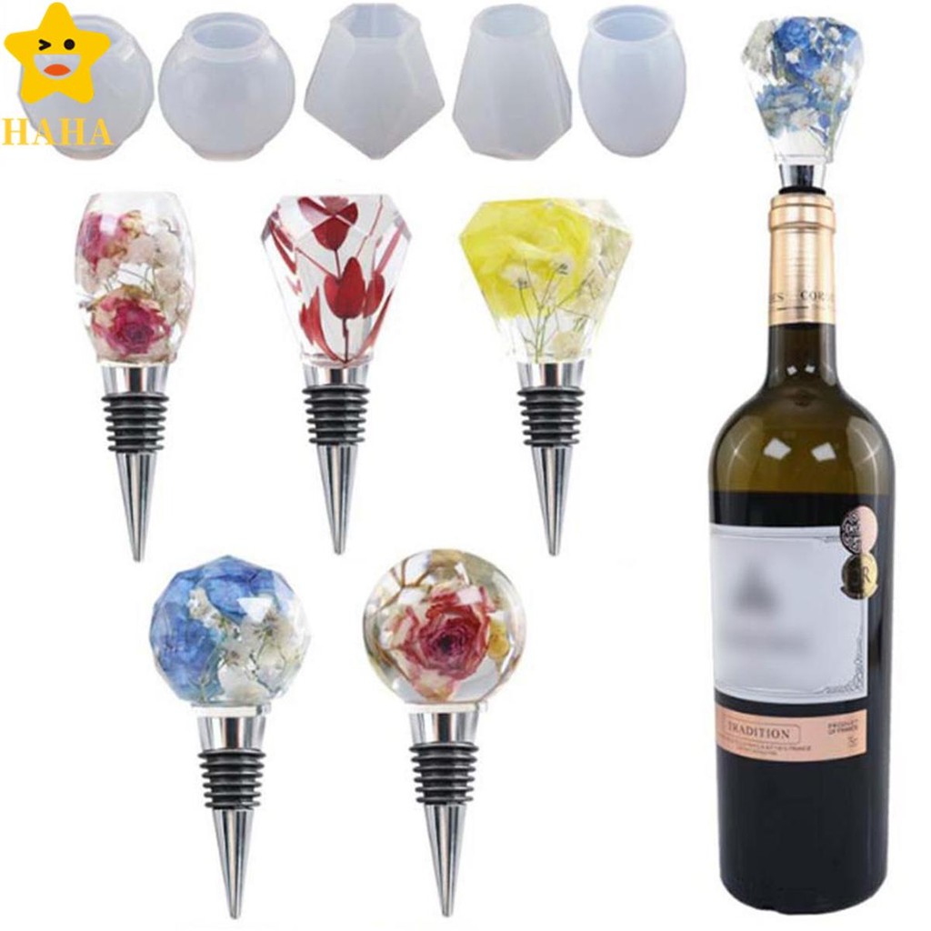 5 Pçs Geométrico Esférico Garrafa De Vinho Rolha Moldes De Resina Reutilizável Silicone Cristal Epóxi Shopbc1463