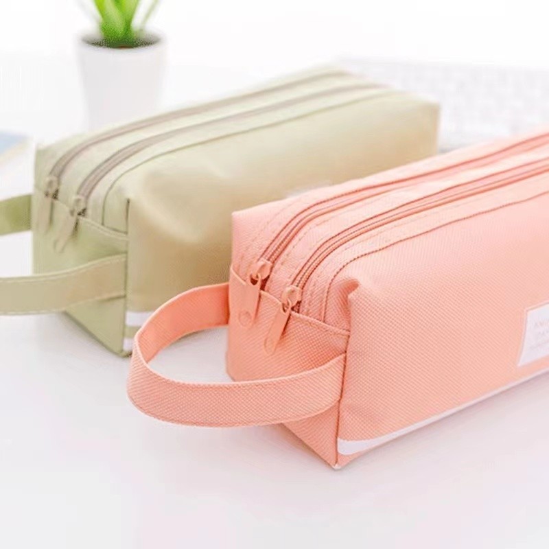 Estojo de lápis portátil de lona de papelaria de camada dupla AlexStore em Oferta na Shopee