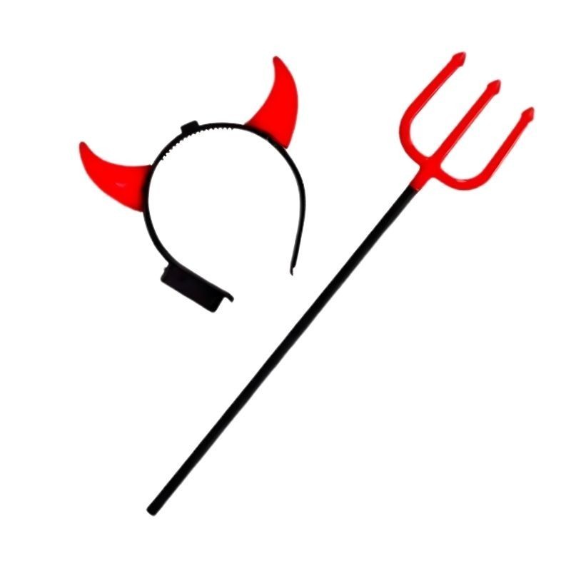 Kit Diabinha - Tridente Capeta e Tiara Chifre Com Led Halloween em Oferta na Shopee