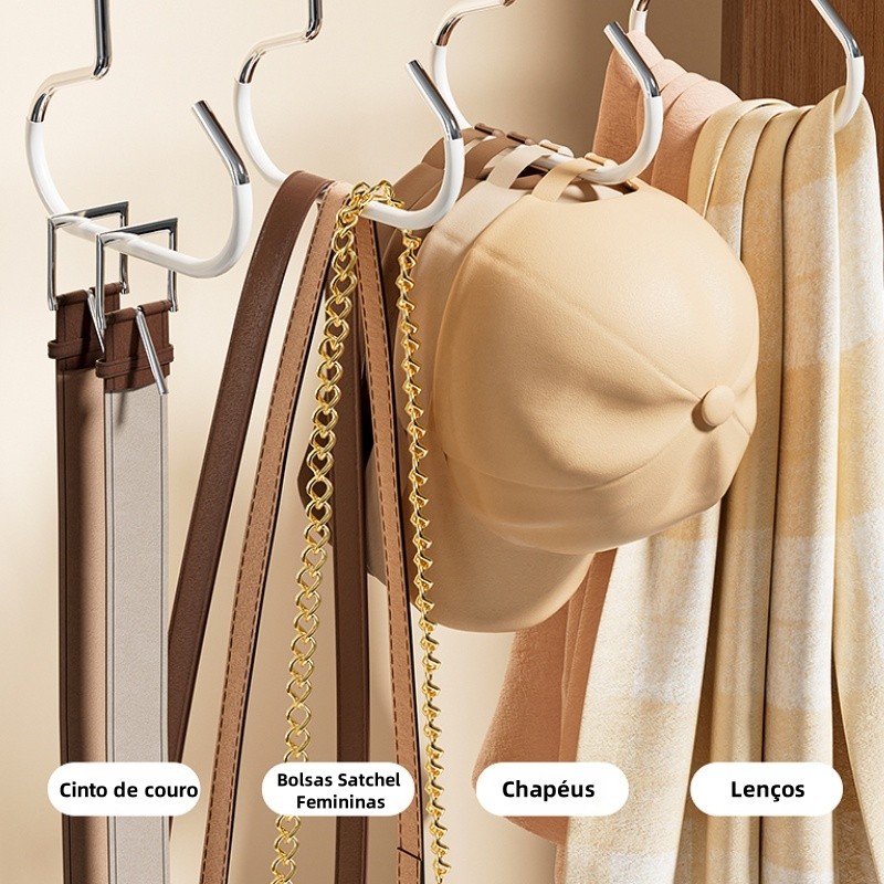 Cabide multifuncional de aço inoxidável para pendurar chapéus, cachecóis e roupas íntimas