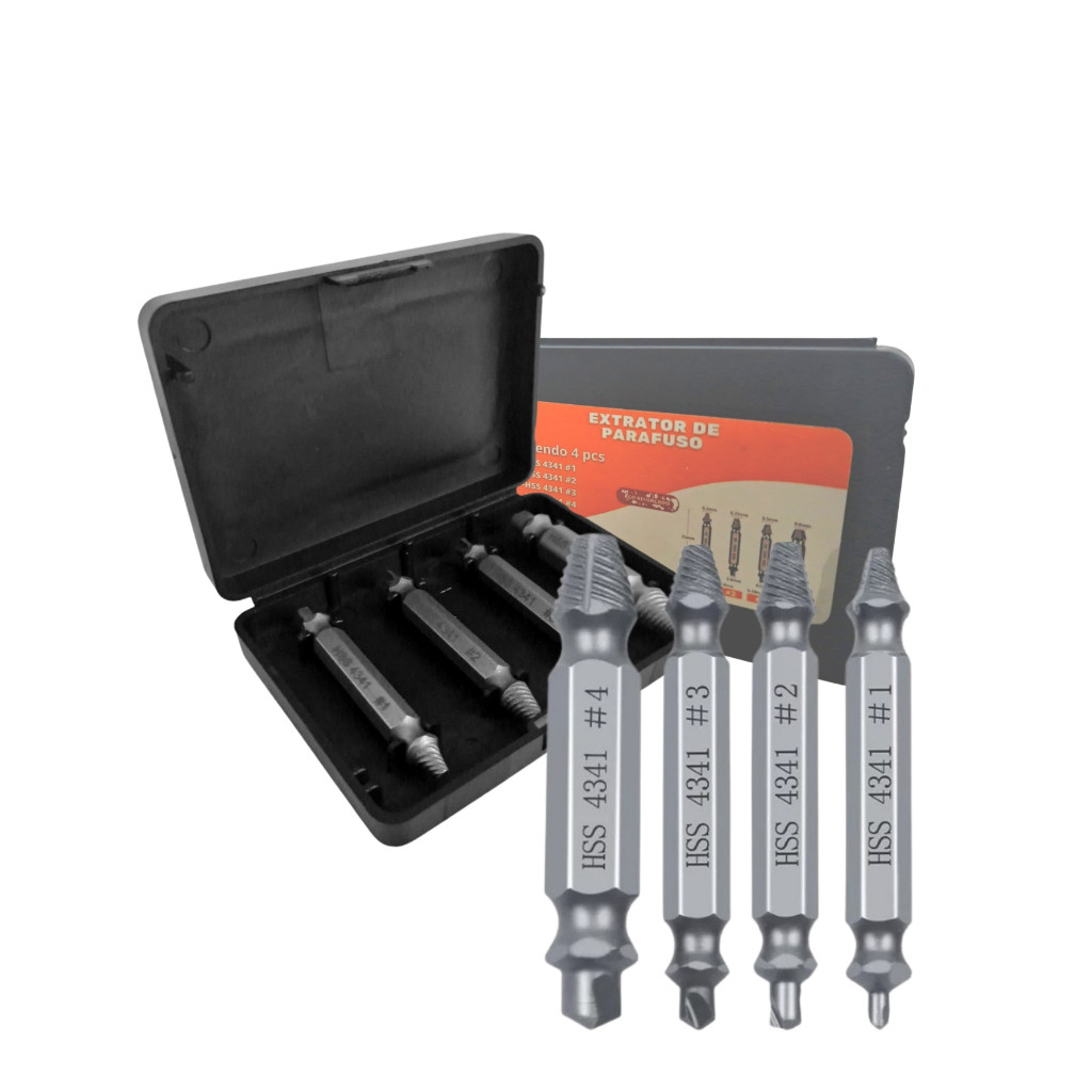 Kit 4 Extrator De Parafuso Quebrado E Danificado 3 A 12 Mm
