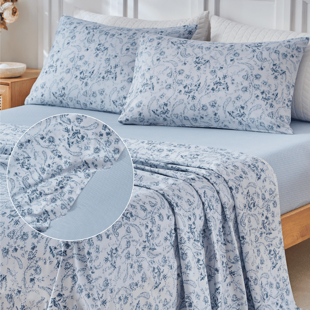 Jogo Lençol Casal Ivery 4Pç Percal 300 Fios Estampado em Oferta na Shopee