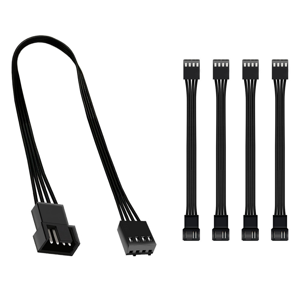 Kit 5 Cabo Extensor Cooler Fan 3 Ou 4 Pinos Pwm 25Cm Para Ventoinha De Computador
