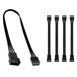 Kit 5 Cabo Extensor Cooler Fan 3 Ou 4 Pinos Pwm 25Cm Para Ventoinha De Computador