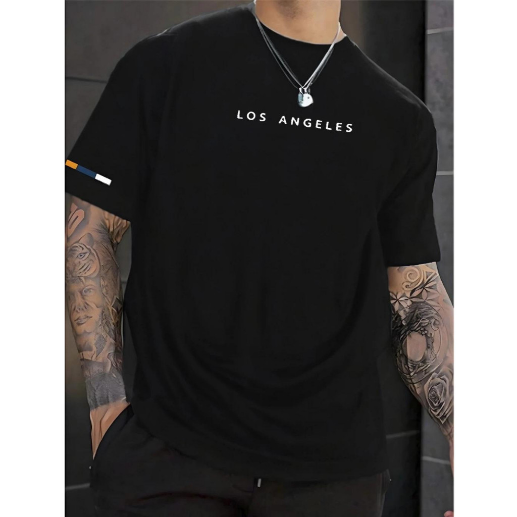 Camiseta Camisa Masculina Los Angeles Urban Street Camisa 100% Algodão Básica Casual Estilo