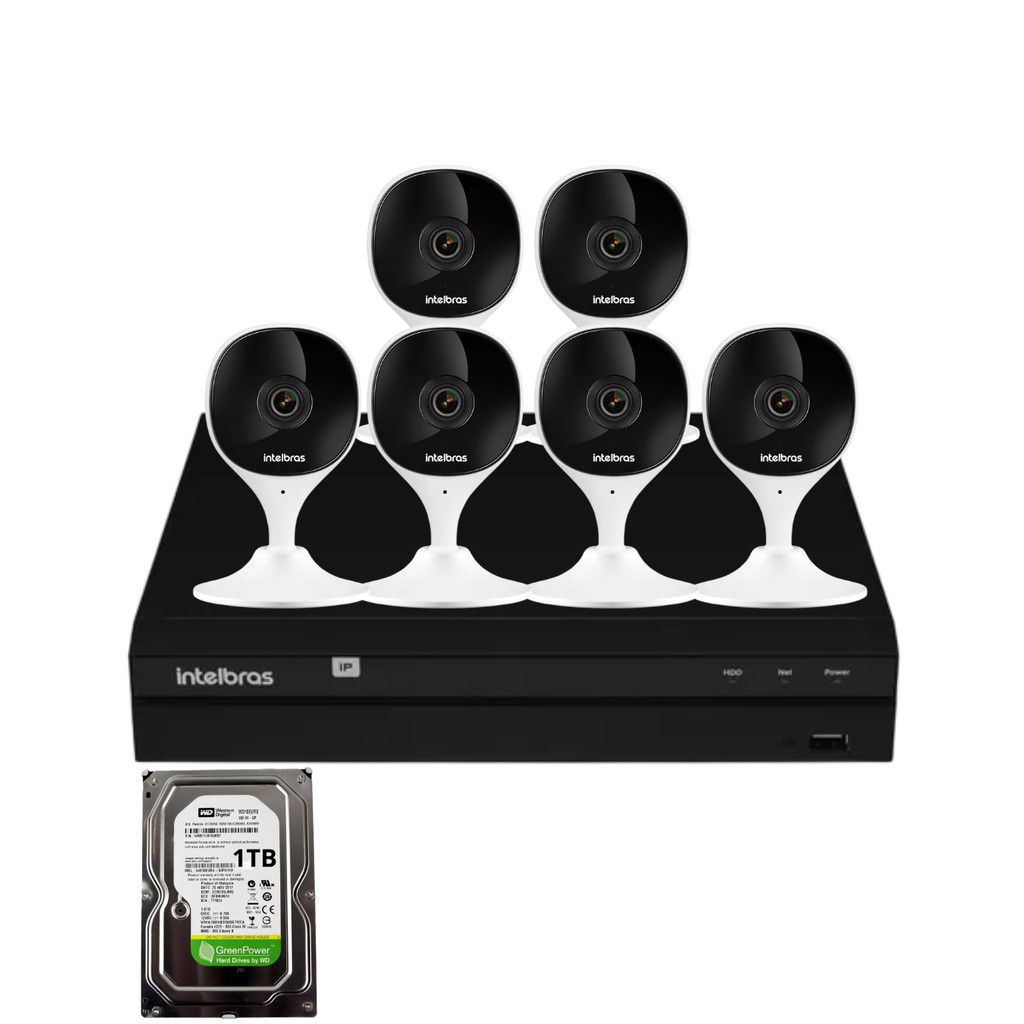 Kit 6 Câmeras Intelbras Imx-c Full Hd Nvd  1408 Intelbras Com Hd 1Tb