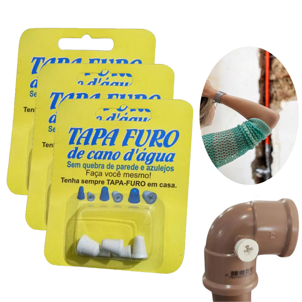 Kit 3und Tapa Furo Rosca Para Cano Água 5 Medidas Diferentes