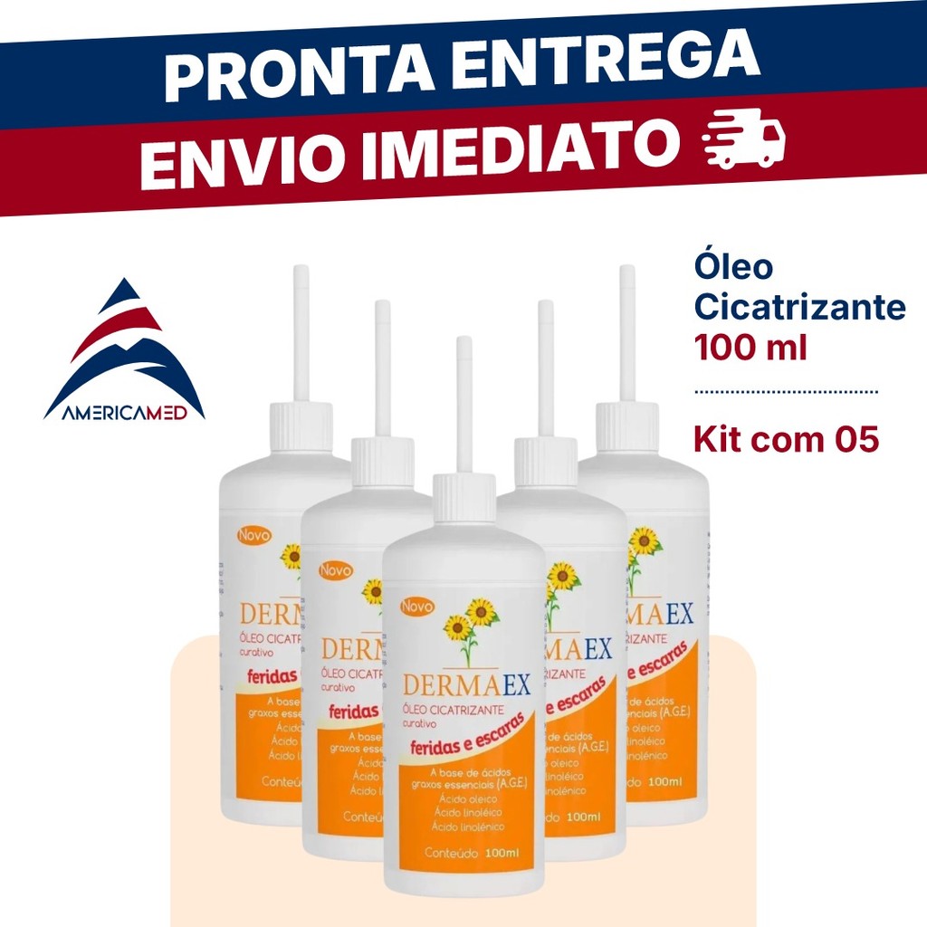 Kit 5 Óleo DERMAEX  A.G.E Feridas e Escaras Dersani Óleo De Girassol 100ml Cicatrizante em Oferta na Shopee