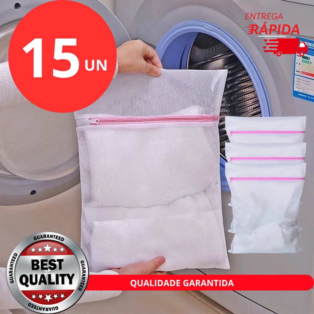 Jogo 15 Sacos para maquina de lavar roupas delicadas peças intimas ideal para organizar roupa na mala
