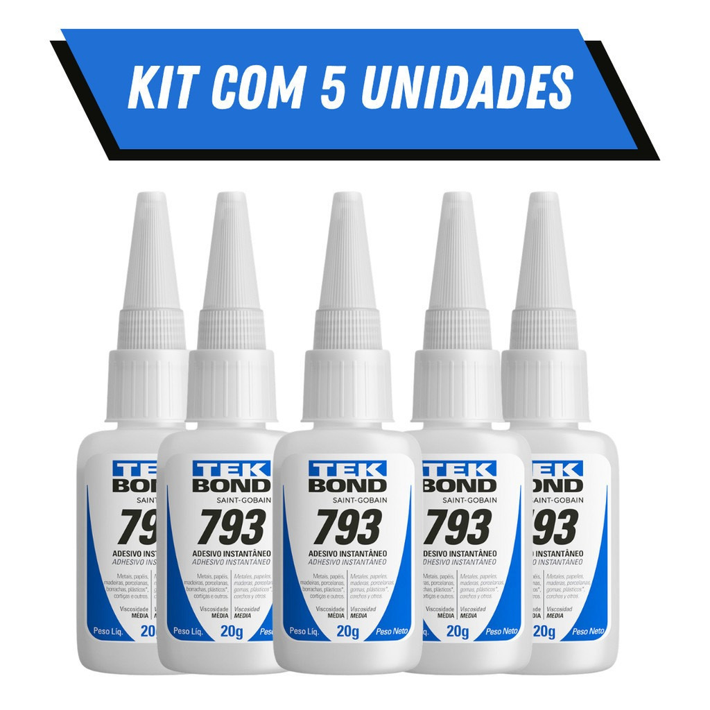 KIT 1 3 5 Cola Instantânea Tek Bond 793 20g / Unha Para Postiça/Fibra e Pedrarias Bico Fino / Fácil Aplicação KIT 1 3 5 Cola Instantânea Tek Bond 793 20g / Unha Para Postiça/Fibra e Pedrarias Bico Fino / Fácil Aplicação