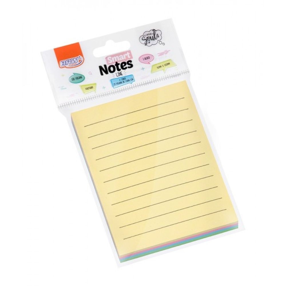BLOCO ADESIVO BRW SMART NOTES COM 100F 76X102MM REF BA7506 - LINE SOUL