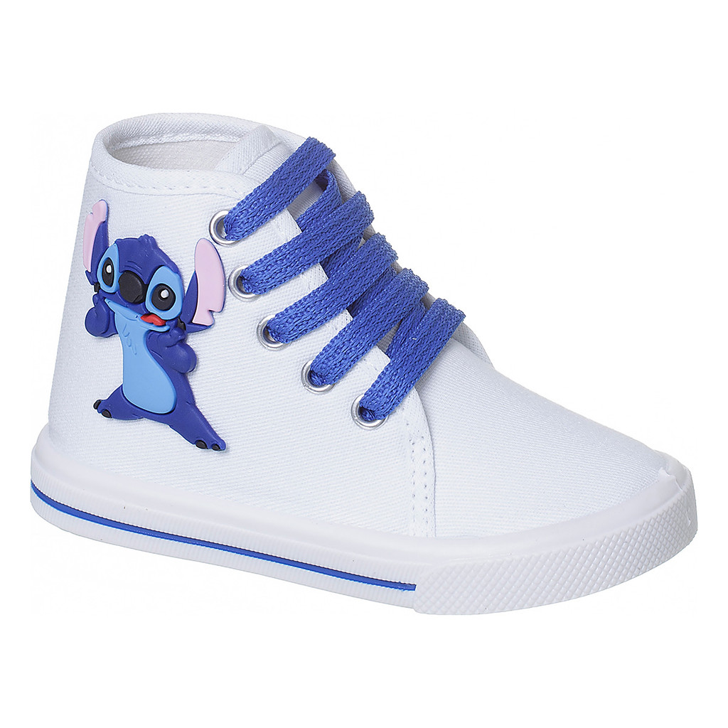 Tenis Infantil Meninas Meninos Cano Alto Enfeite Lilo Stitch Macio e Confortavel