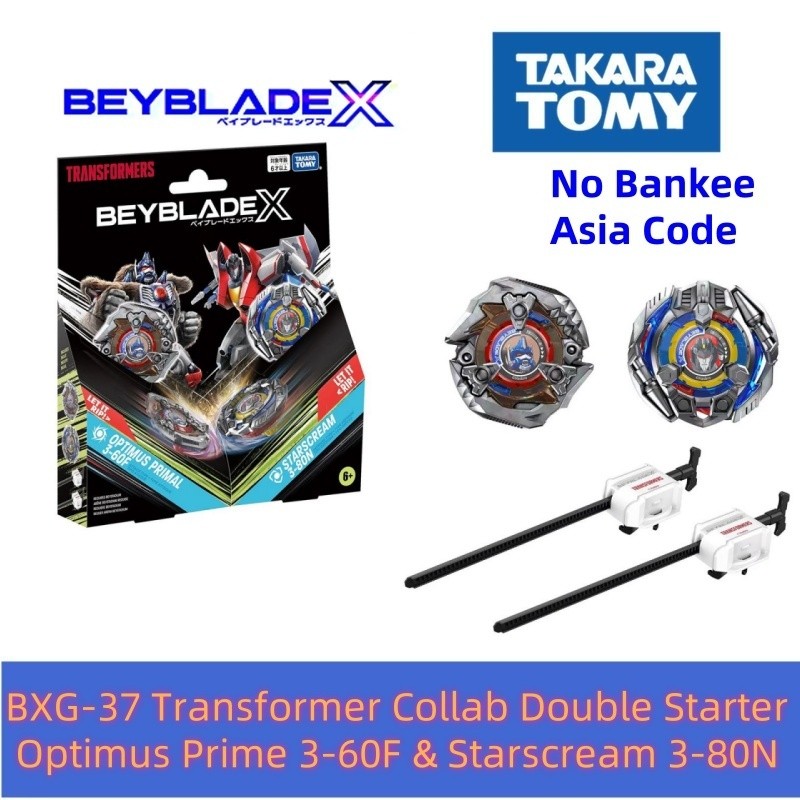 Original Takara Tomy Beyblade-X BXG-37 Transformer Collab Double Starter Optimus Prime 3-60F & Starscream 3-80N (BX-00)