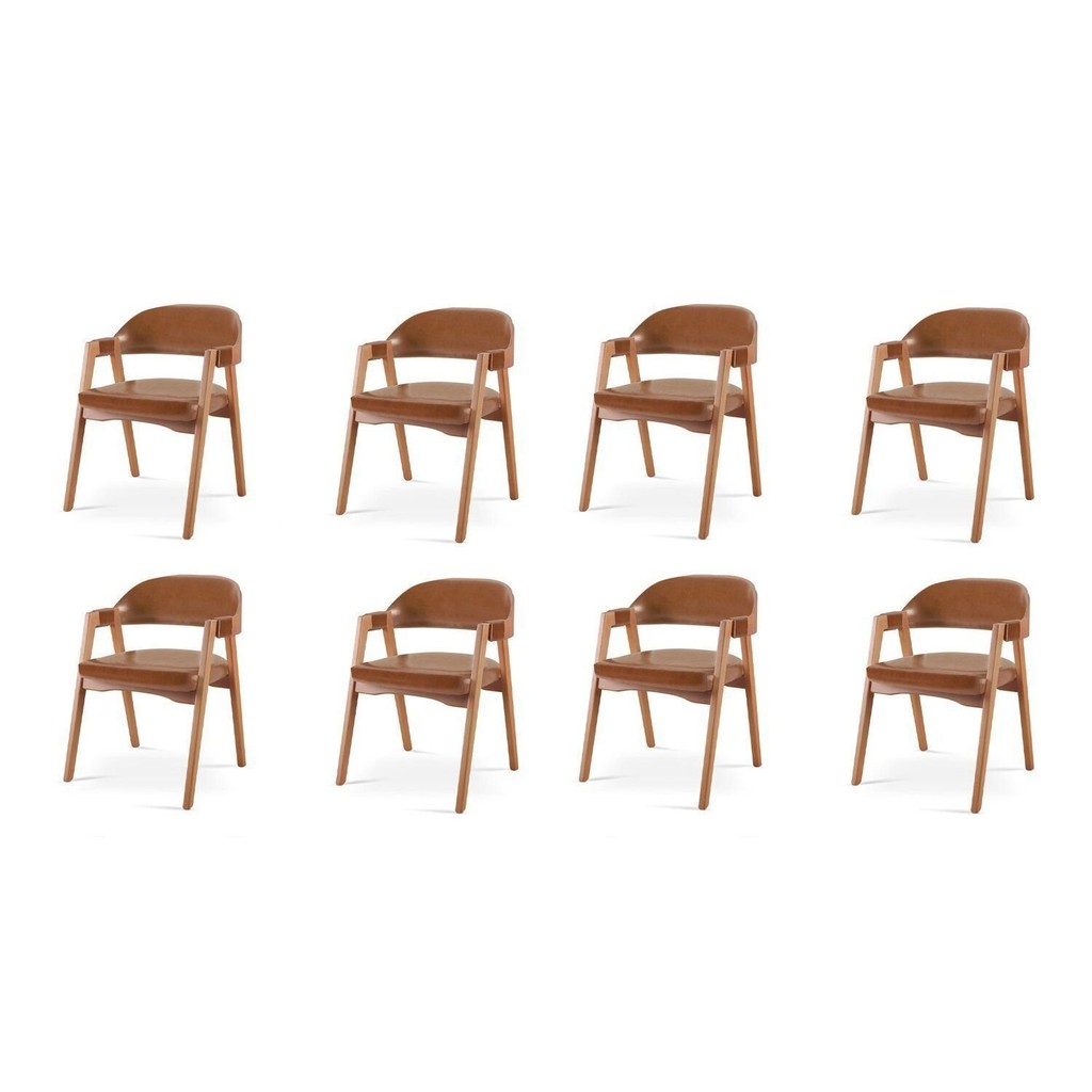 Kit 8 Cadeiras para Mesa de Jantar Gaia Couro Caramelo em Oferta na Shopee