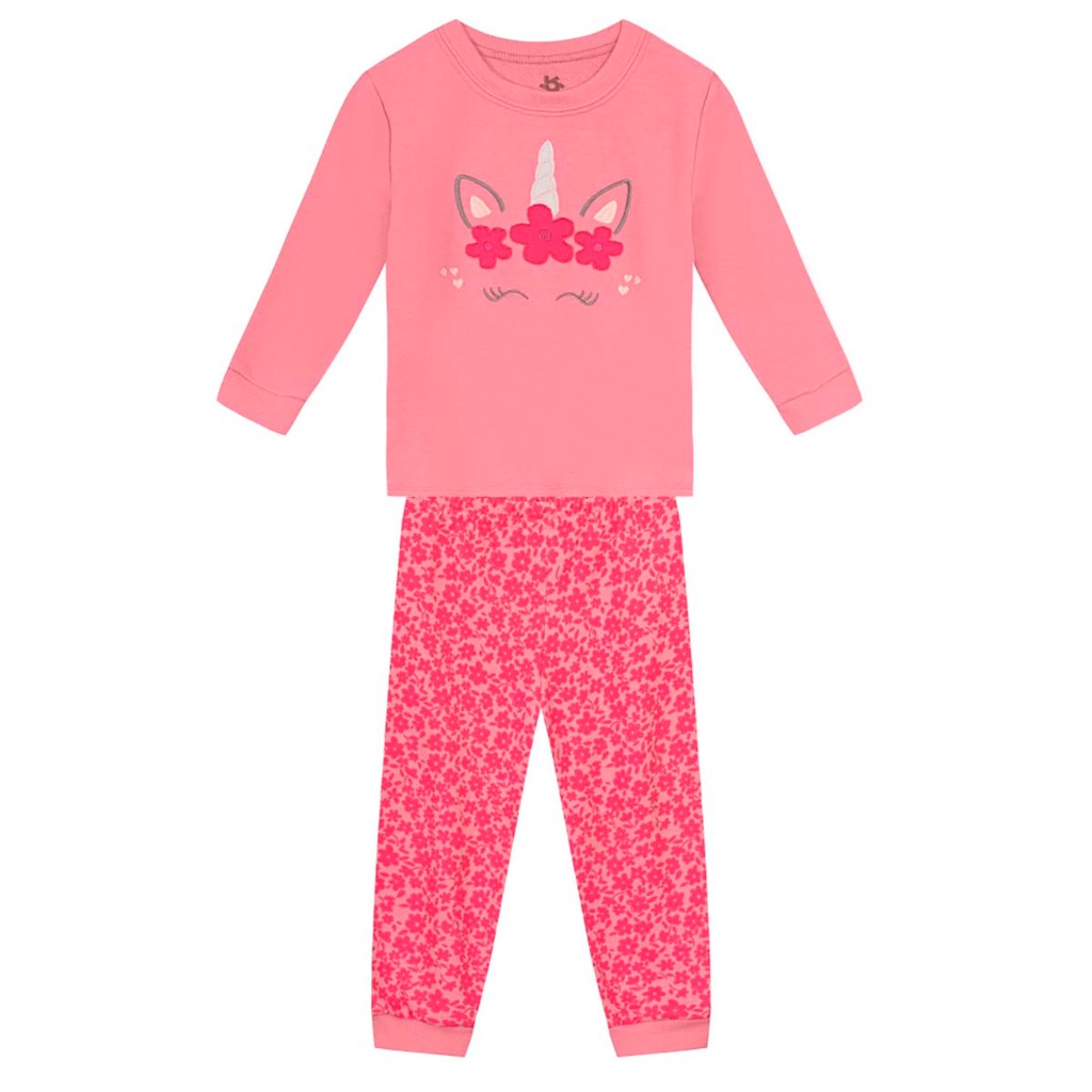 Pijama infantil menina de unicórnio Brandili Rosa - Baby & Kids Fashion