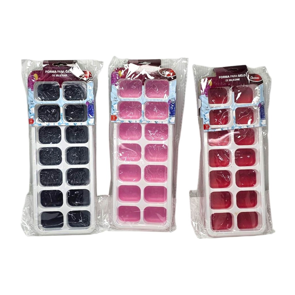 Forma de Gelo em Silicone com Tampa - 14 Cubos