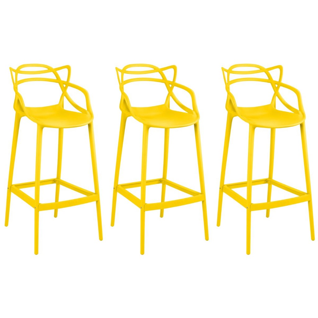 Kit 3 Banqueta Alta Allegra com Encosto Design Cozinha/Bancada em Oferta na Shopee