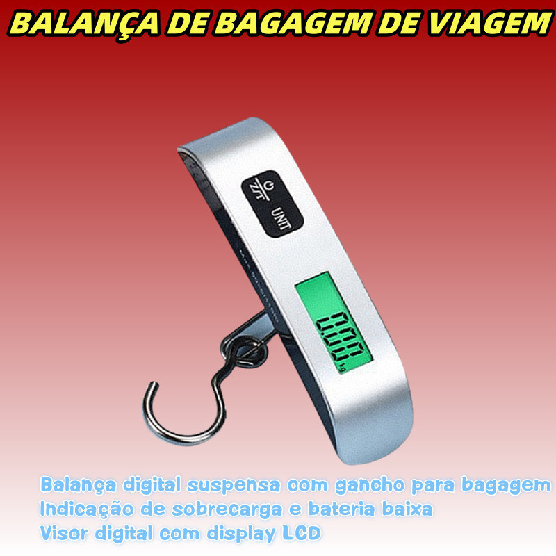 Imagem Balança Digital para Viagem com Fácil e Prático Manuseio Ldeal Para Pesar Malas e Alimentos