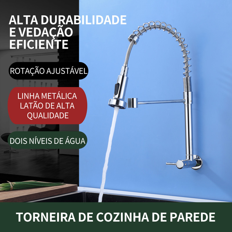 Torneira Gourmet Da Cozinha Única Água fria 304 Aço inoxidável Instalação Na Parede Monocomando Prata Brilhante em Oferta na Shopee