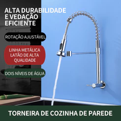 Torneira Gourmet Da Cozinha Única Água fria 304 Aço inoxidável Instalação Na Parede Prata Brilhante