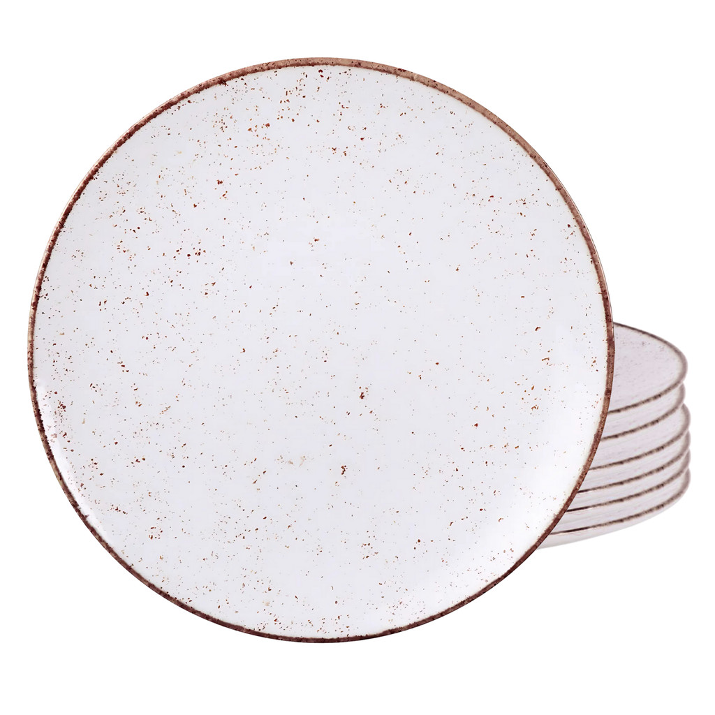 Kit 6 Pratos Rasos Rústico Borda Marrom 28cm Tramontina em Oferta na Shopee