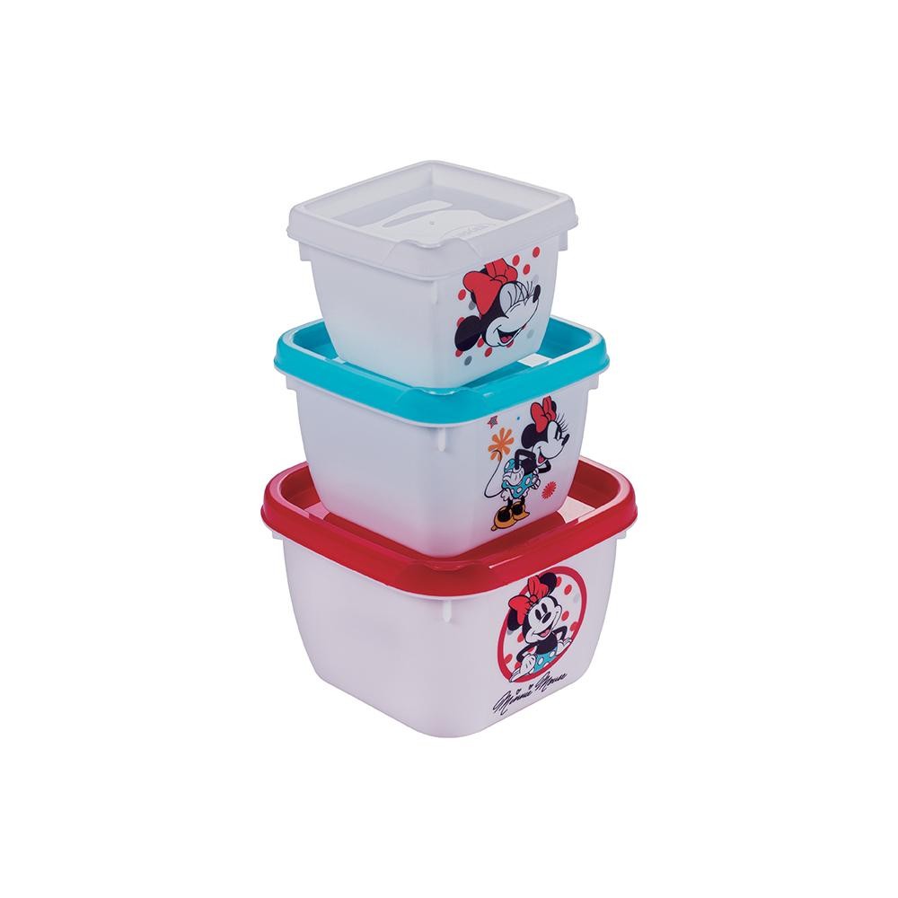 Kit 3 Potes Minnie Lancheira Passeio Disney Plasútil - Home & Living
