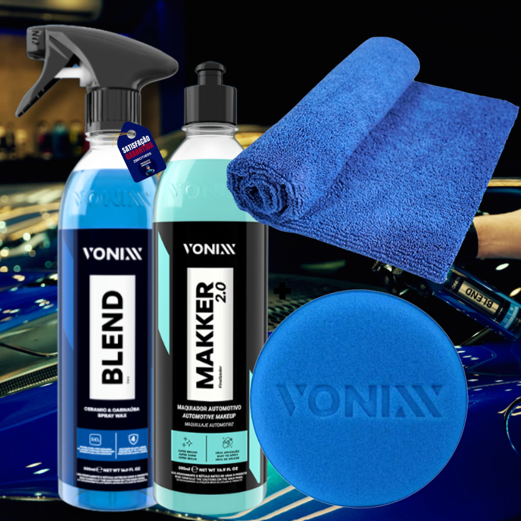 Kit Makker Maquiador Automotivo + Blend Spray Carnaúba Vonixx + Toalha Microfibra + Aplicador