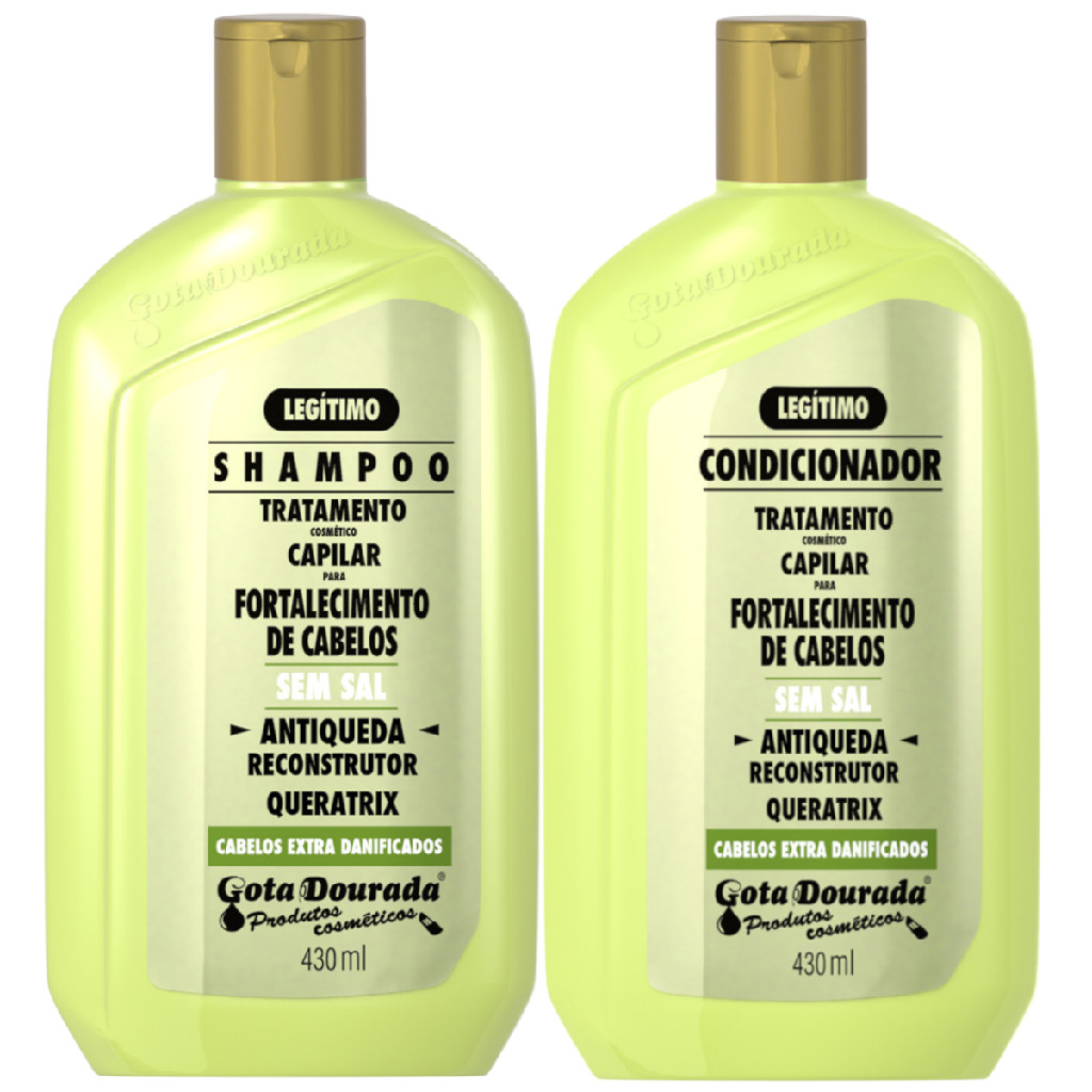 Kit Gota Dourada Fortalecedor Antiqueda Shampoo Sem Sal Condicionador 430ml