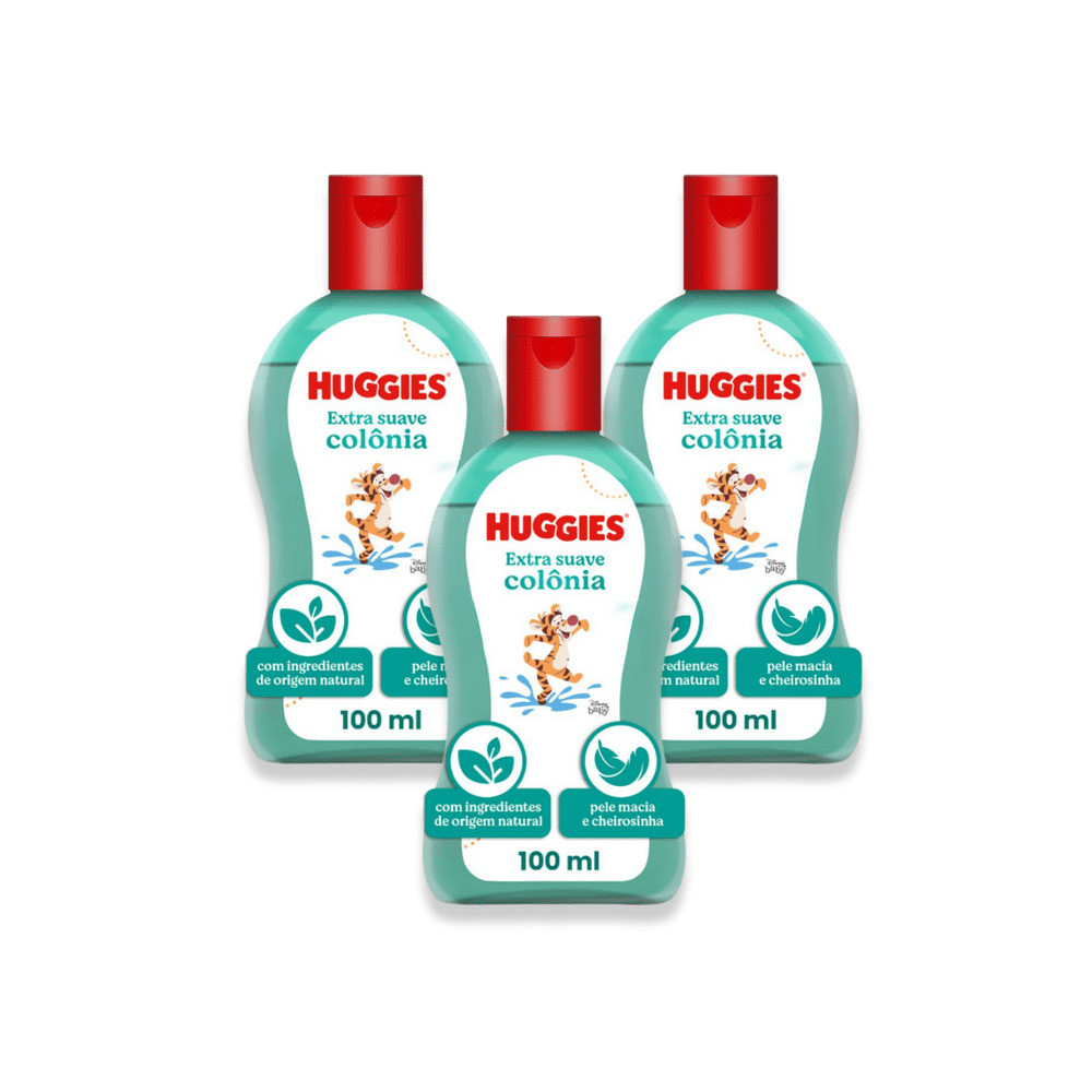 Kit 3 - Colônia Huggies Extra Suave para bebê 100ml em Oferta na Shopee