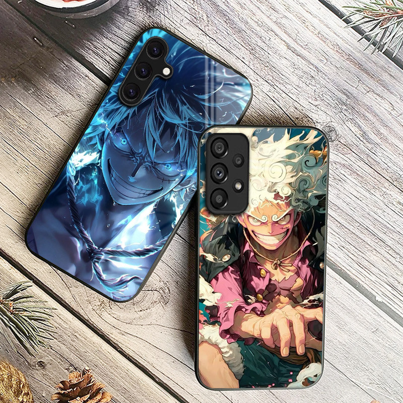 Uma Peça luffy 19 Caso De Telefone De Vidro Para Samsung Galaxy A14 A16 A30 A22 A32 A33 A34 A40 A42 A55 4G A52 A53 A54 A