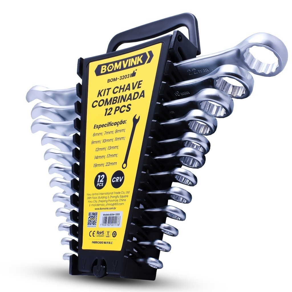 Kit De Chave Combinada 12 Peças Cabeça Dupla Extremidade CRV