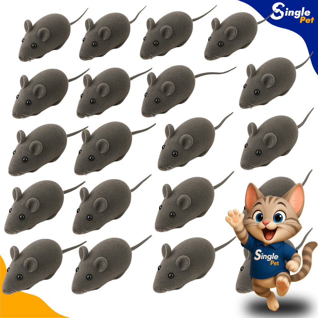 Brinquedo Ratinho Real Cinza Vinil Veludo Cat Gatos com Apito Savana