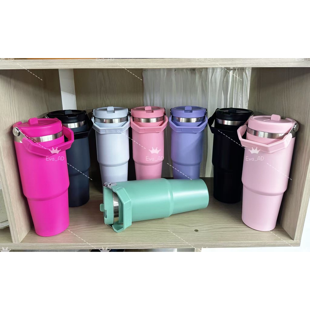 Garrafa Térmica Inox 900ml ou 600ml | Tampa Flip Antivazamento | Alça para Transporte | Quente e Frio em Oferta na Shopee