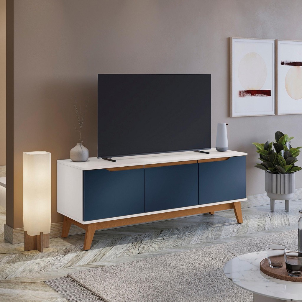 Rack Kappesberg 3 Portas Branco/Azul 136cm em Oferta na Shopee