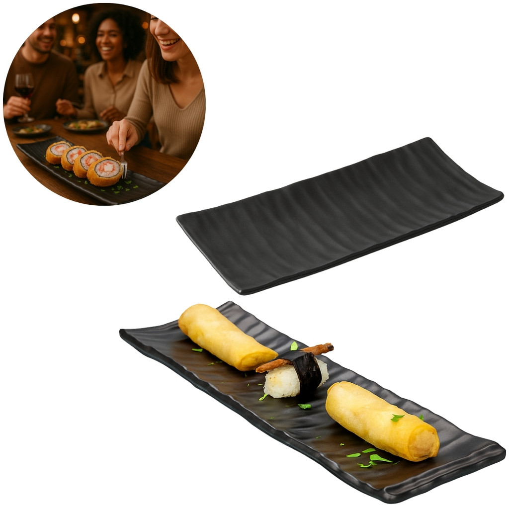 Travessa Prato Para Restaurante Japones Melamina Preto