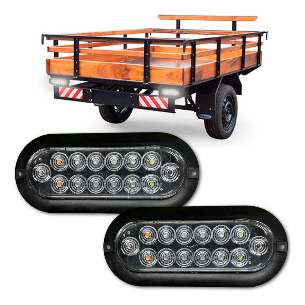 Par Lanterna Carretinha ASX 12v Luz de Freio Ré Seta Reboque Cristal ASX - Spare Parts and Accessories for Vehicles