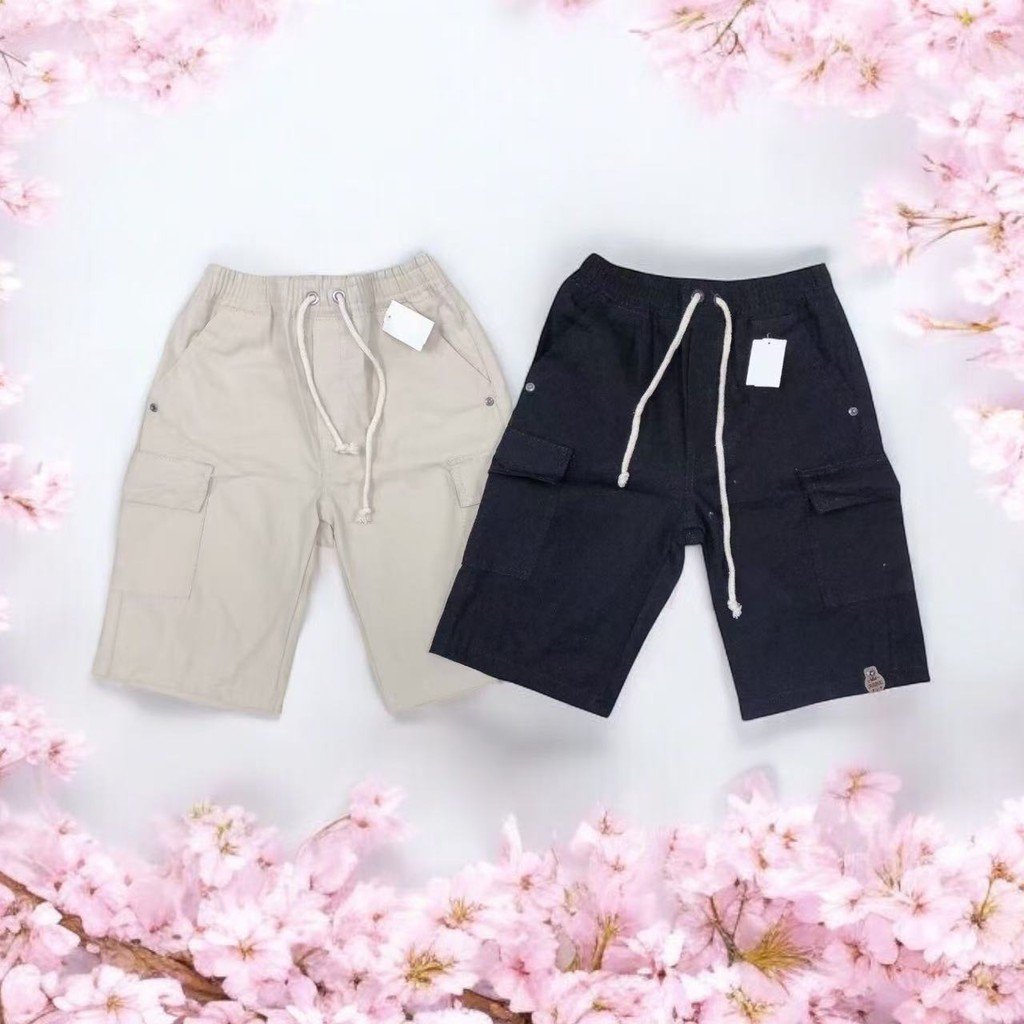 Kit  2 Shorts cargo infantil com cintura elástica 4 bolsos em Oferta na Shopee