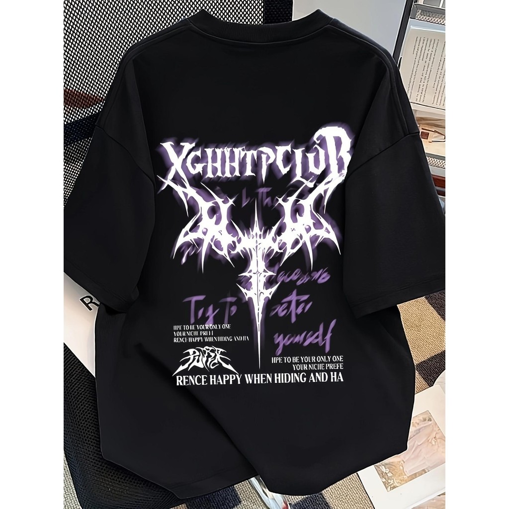 2025 Novo Casal Versátil Impresso Camiseta Para Homem , Solto Casual Em Torno Do Pescoço Manga Curta