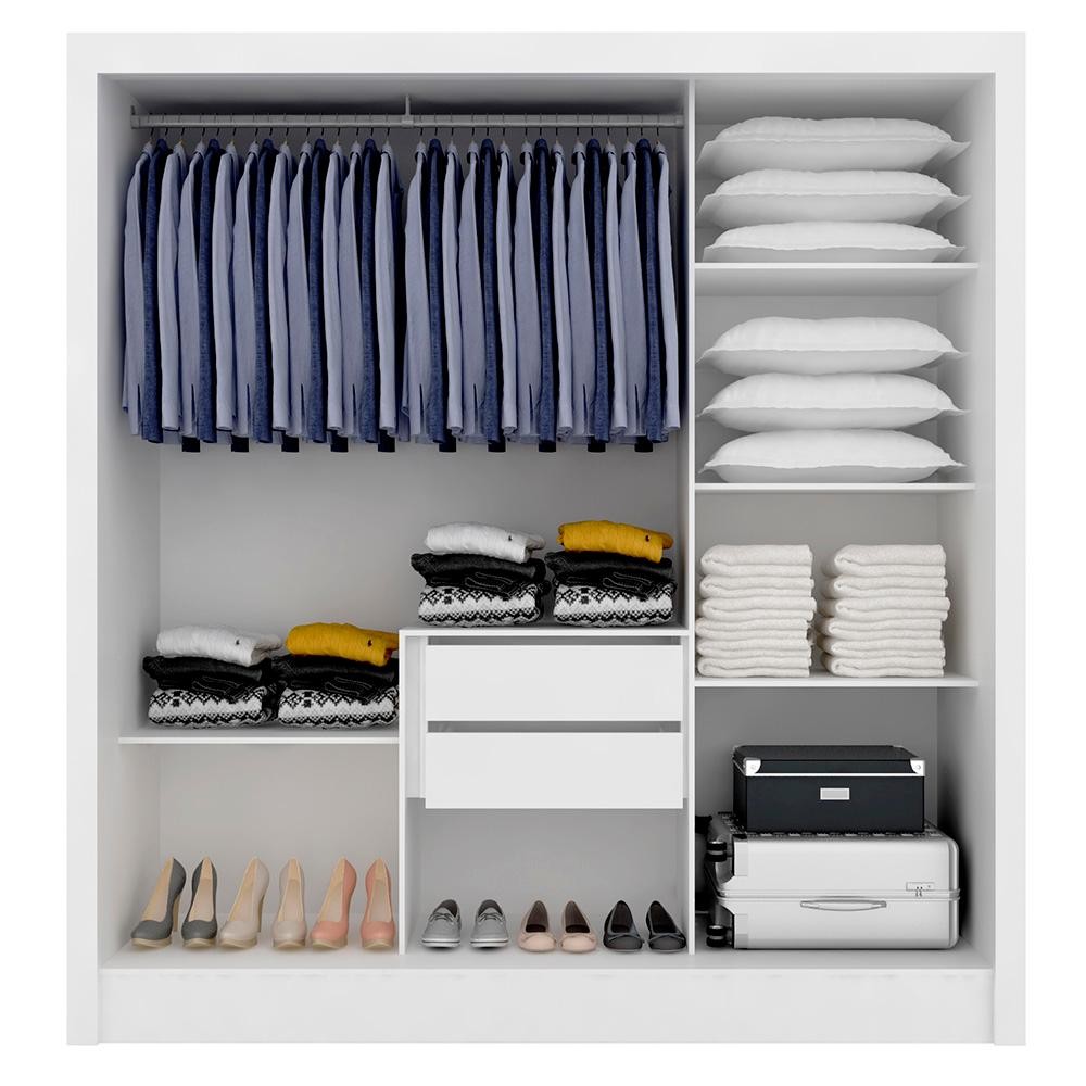 Detalhes do Guarda Roupa Casal Paula C/espelho 3 Pts 2 Gav Central Branco - M.a