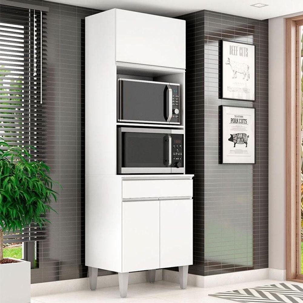Armário Paneleiro Torre Quente 2 Fornos Ambiente Andréia Branco Brilho - Ajl em Oferta na Shopee