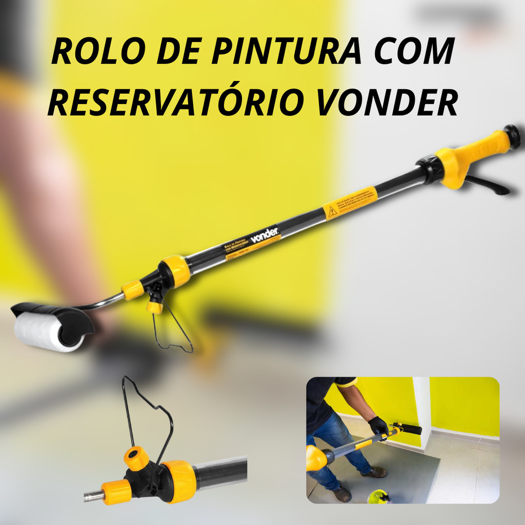 Rolo De Pintura Com Reservatório De Tinta Profissional Prático Econômico Vonder