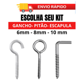 Gancho,  Gancho fechado  Pitao, Escapula 6mm 8mm 10mm até 50 unidades em Oferta na Shopee